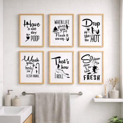 Bathroom Humor Wall Art Collection Set of 6