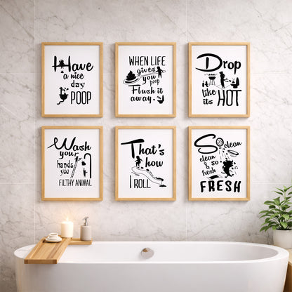 Bathroom Humor Wall Art Collection Set of 6