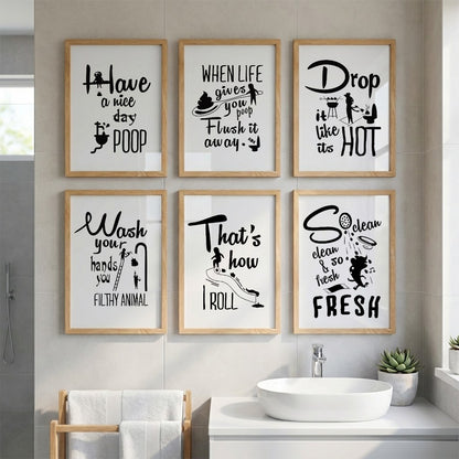 Bathroom Humor Wall Art Collection Set of 6