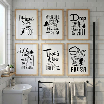 Bathroom Humor Wall Art Collection Set of 6