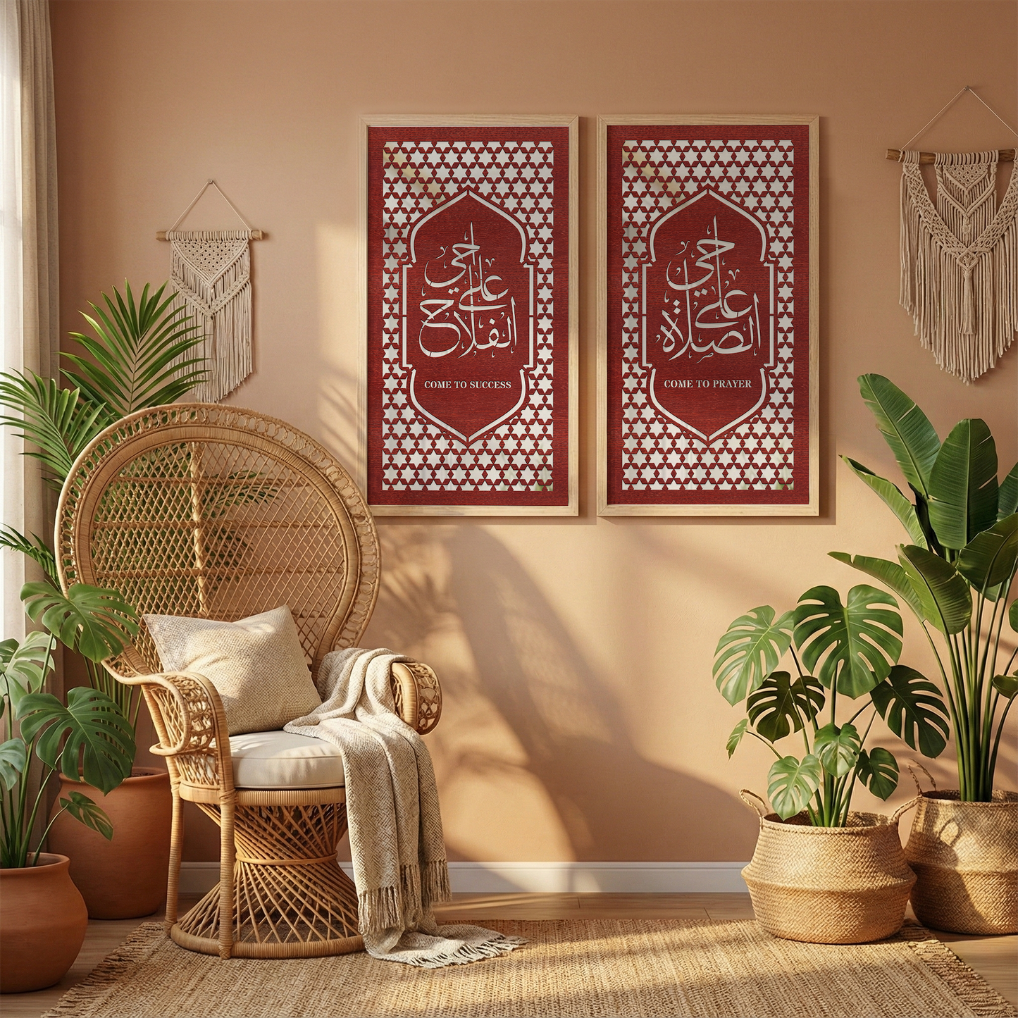 Islamic Prayer & Success Wooden Wall Art Set