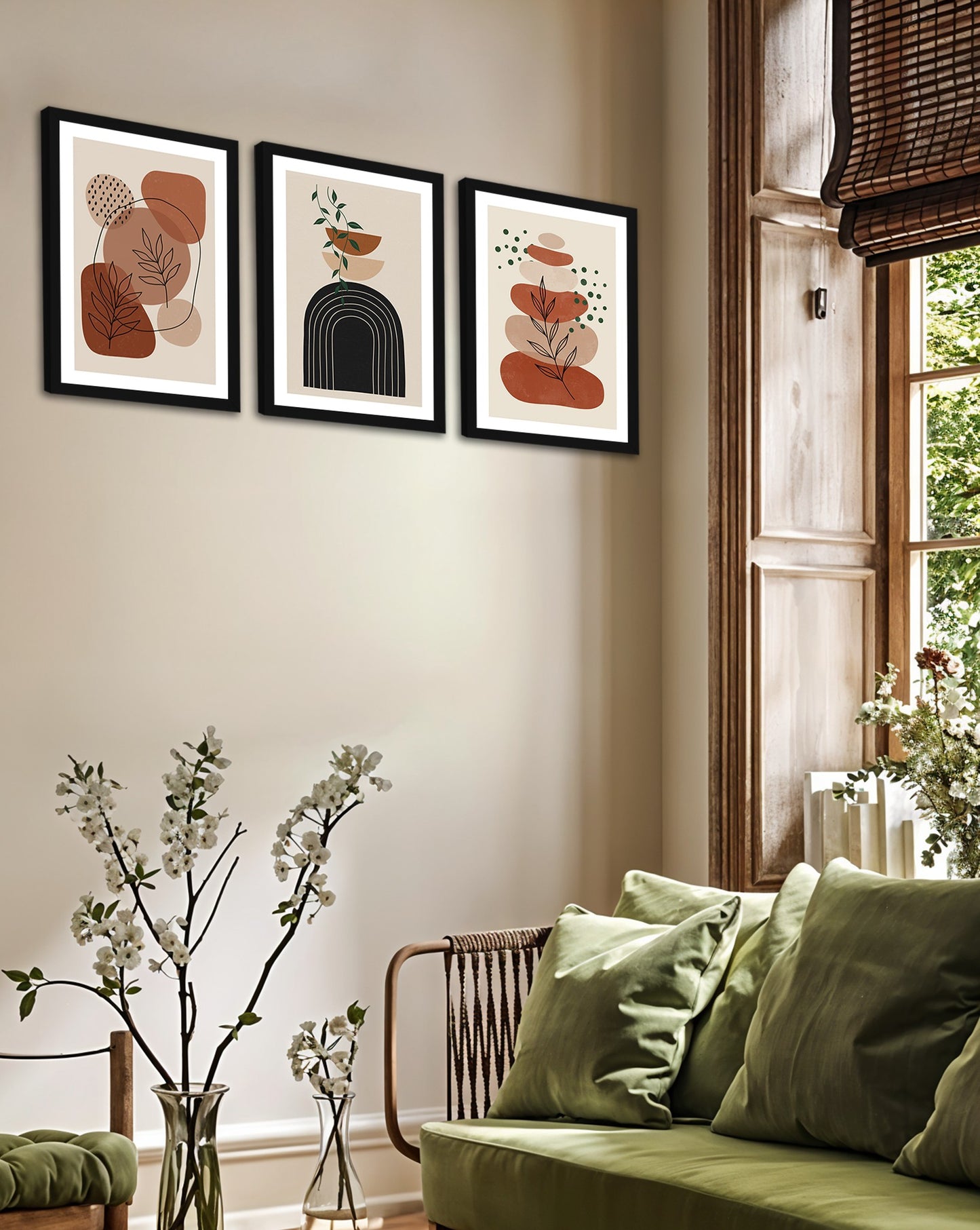 Boho Botanical Wall Art Set of 3
