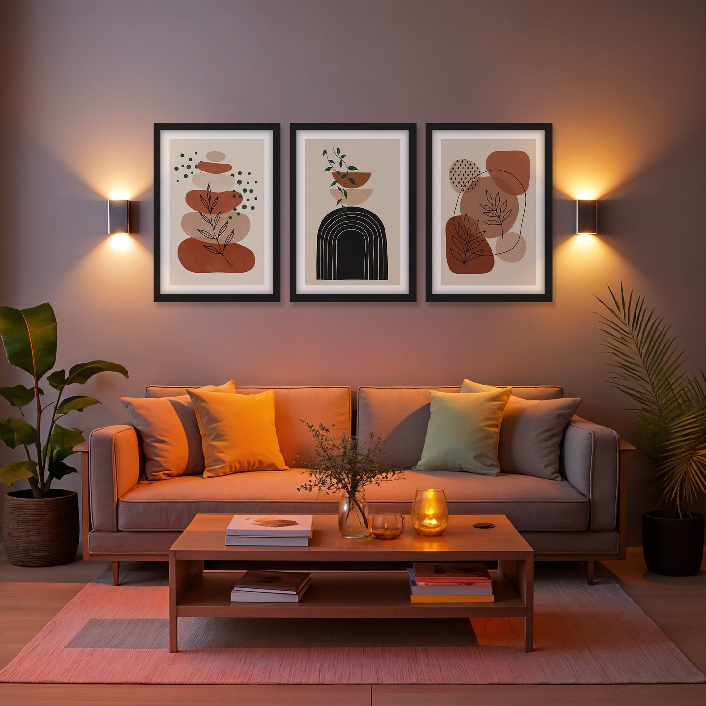 Boho Botanical Wall Art Set of 3