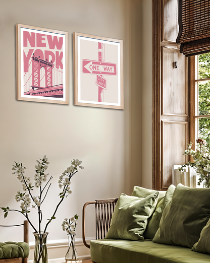 Pink Cityscape – New York Wall Art Set