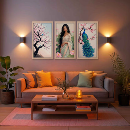 Peacock Grace Wall Art Set of 3