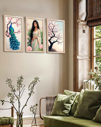 Peacock Grace Wall Art Set of 3