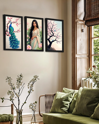 Peacock Grace Wall Art Set of 3