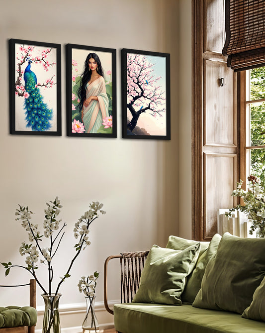 Peacock Grace Wall Art Set of 3