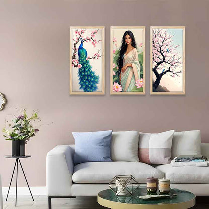 Peacock Grace Wall Art Set of 3