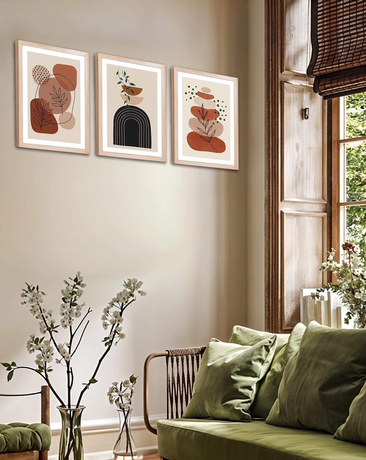 Boho Botanical Wall Art Set of 3