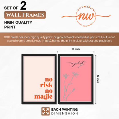 No Risk No Magic Inspirational Wall Art Set of 2