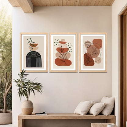 Terracotta Abstract Trio Wall Frame