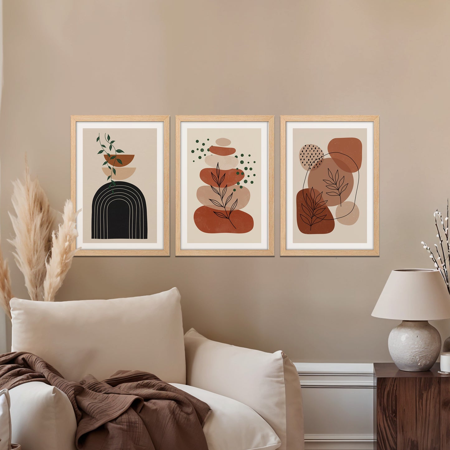 Terracotta Abstract Trio Wall Frame