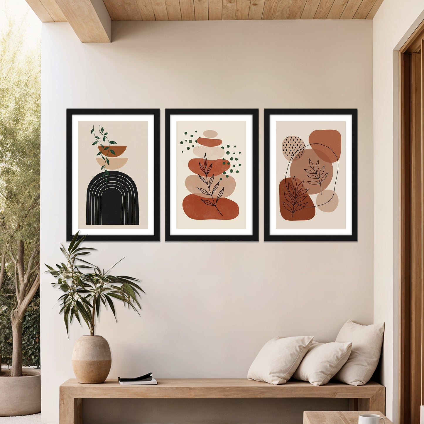Terracotta Abstract Trio Wall Frame