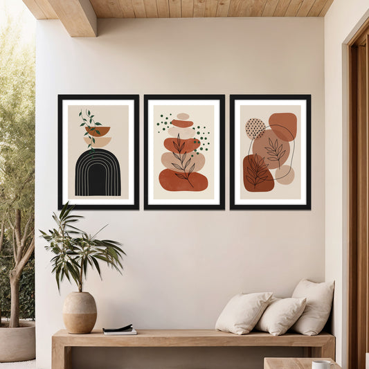 Terracotta Abstract Trio Wall Frame