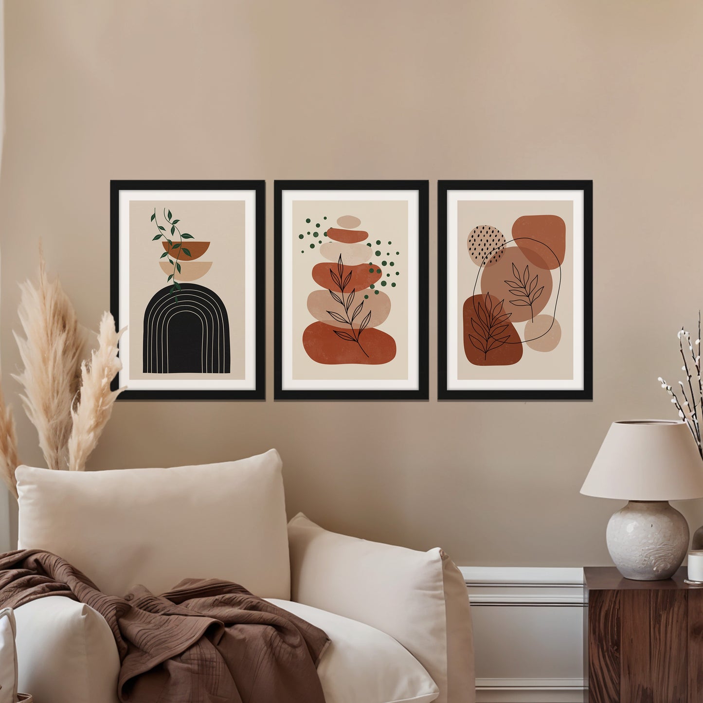 Terracotta Abstract Trio Wall Frame