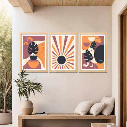 Retro Sunshine Trio Wall Frame Set