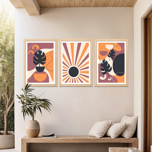 Retro Sunshine Trio Wall Frame Set