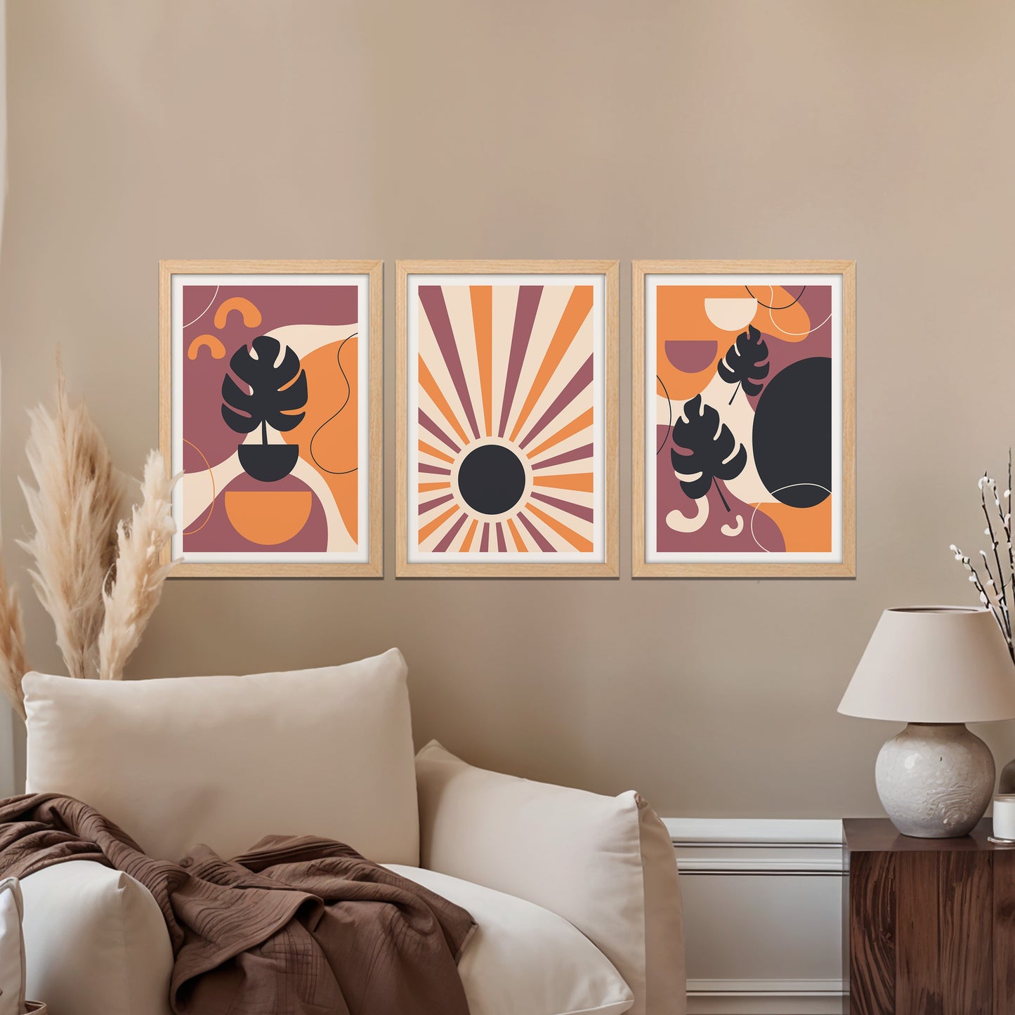 Retro Sunshine Trio Wall Frame Set
