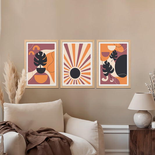Retro Sunshine Trio Wall Frame Set
