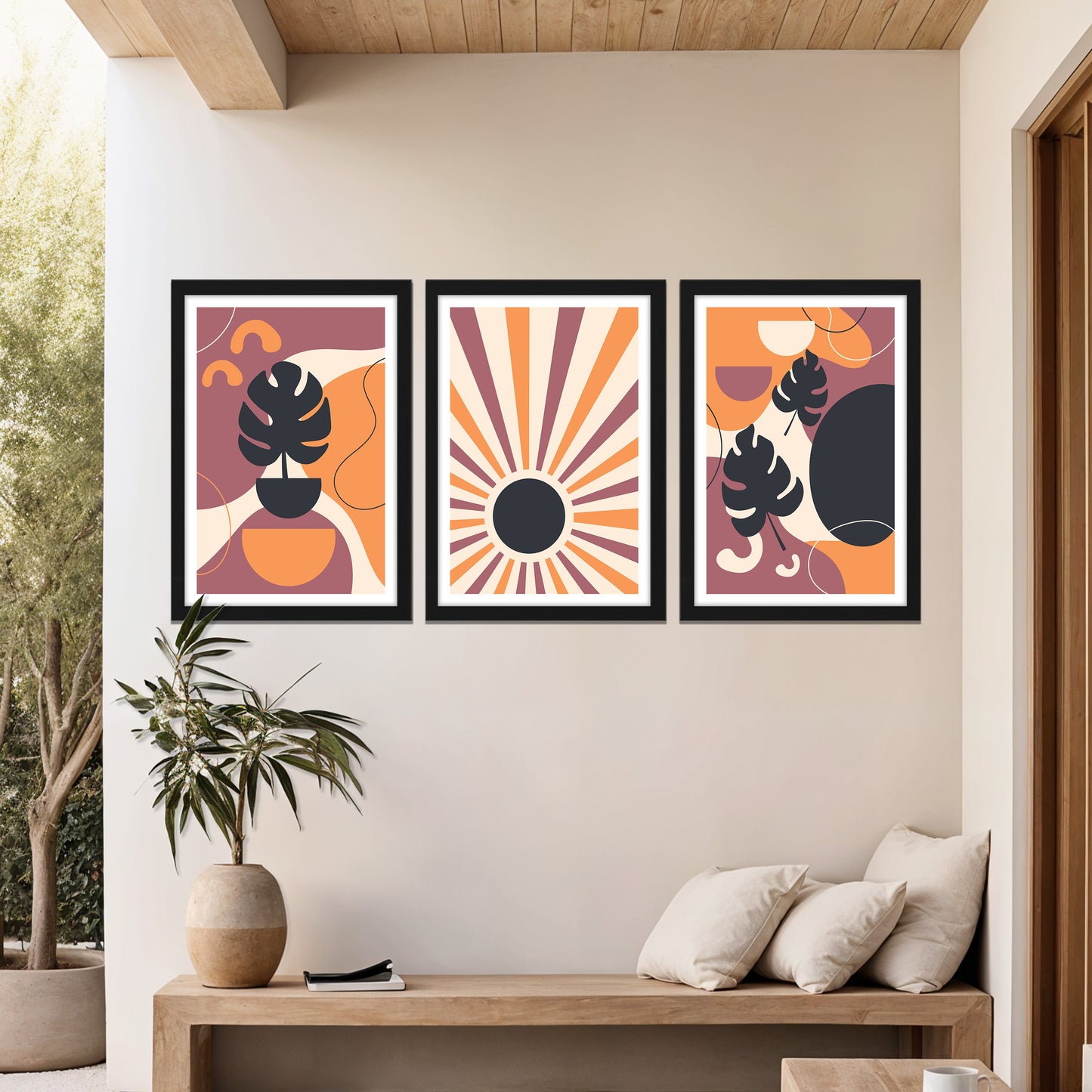 Retro Sunshine Trio Wall Frame Set