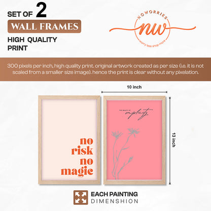 No Risk No Magic Inspirational Wall Art Set of 2