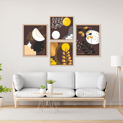 Golden Harmony Abstract Wall Art Set