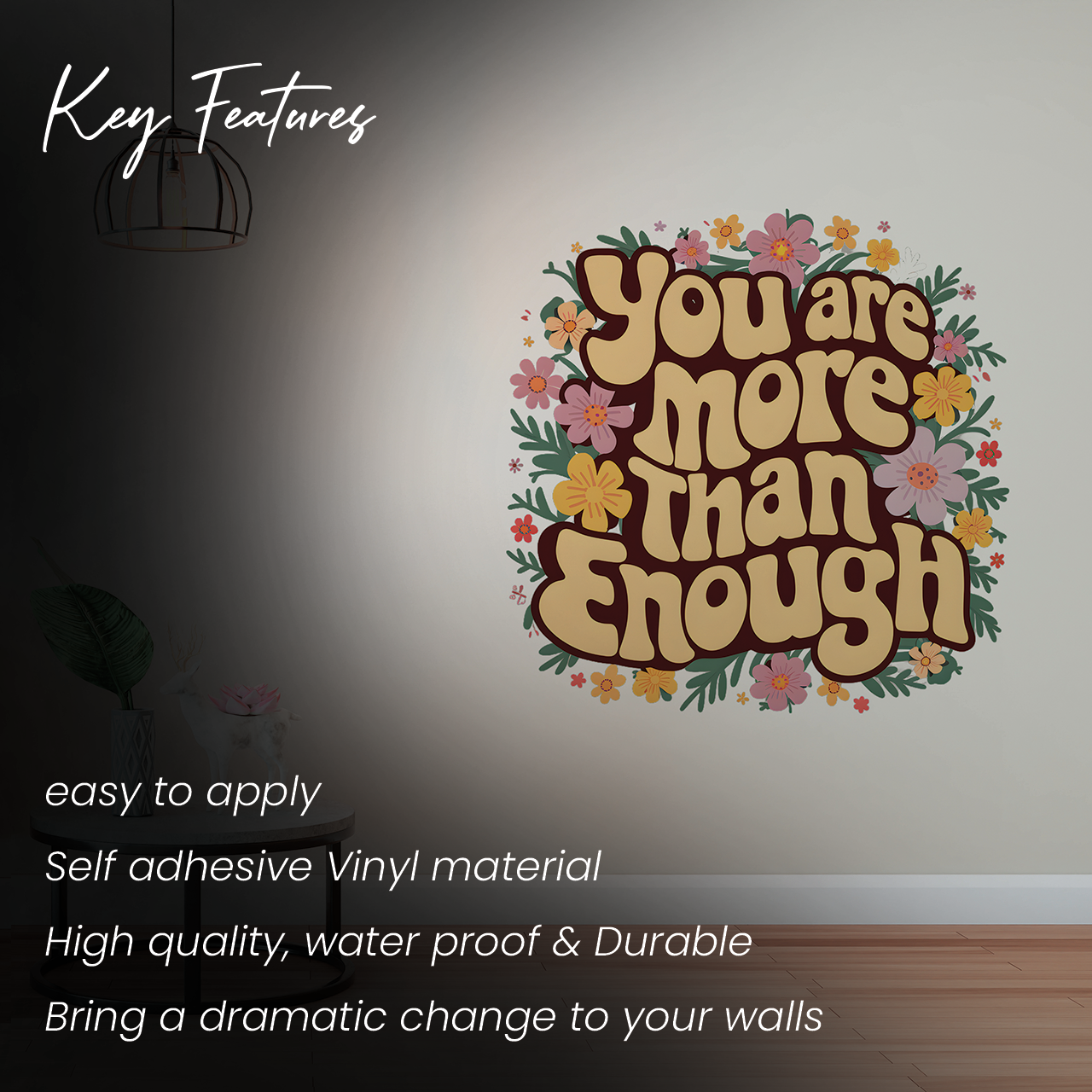 Retro Floral More Than Enough Wall Sticker