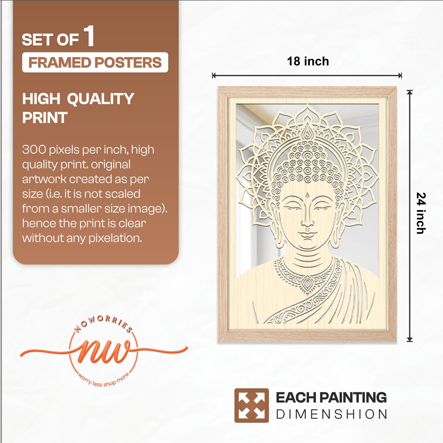 Buddha Pinewood Laser Wall Art