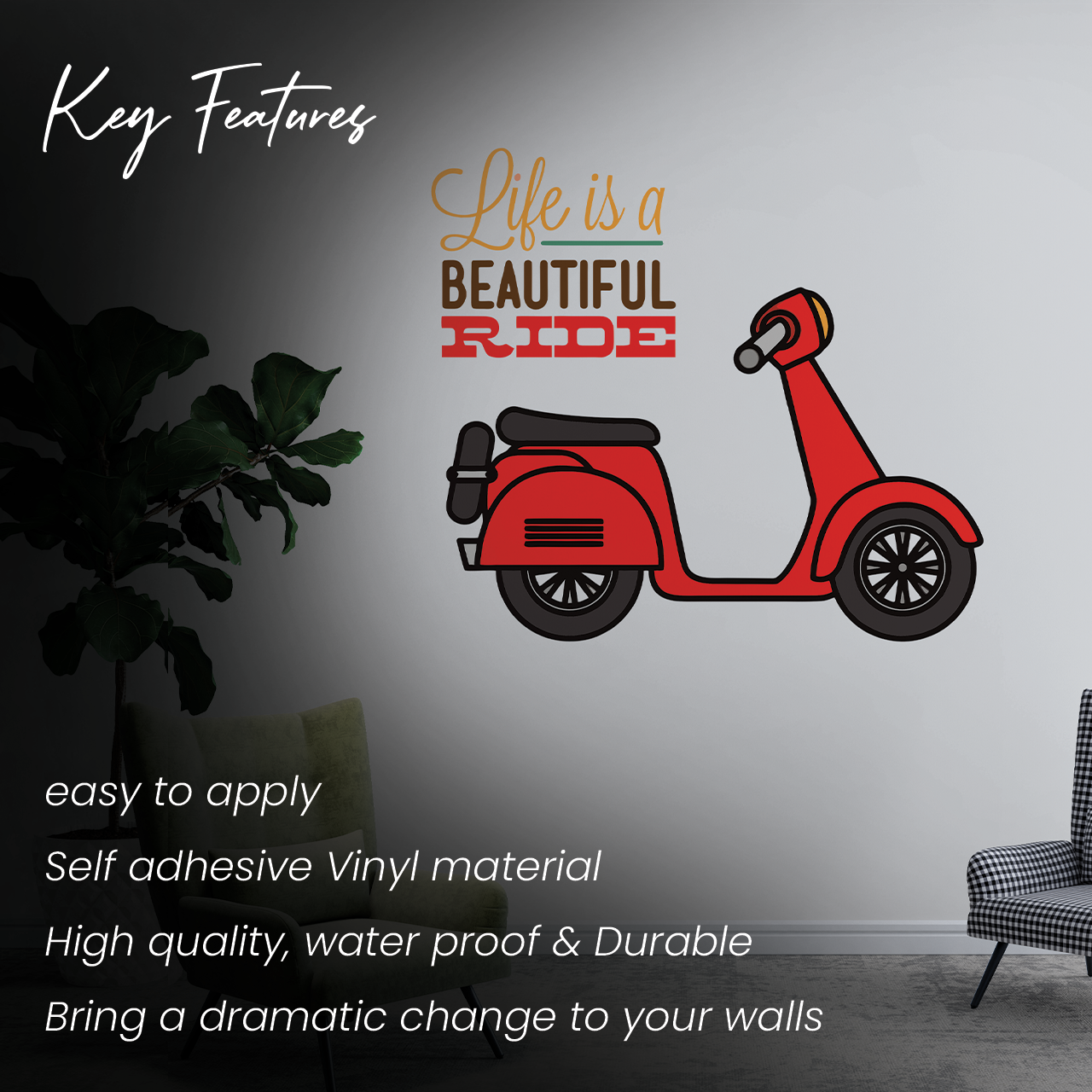 Beautiful Ride Scooter Wall Sticker