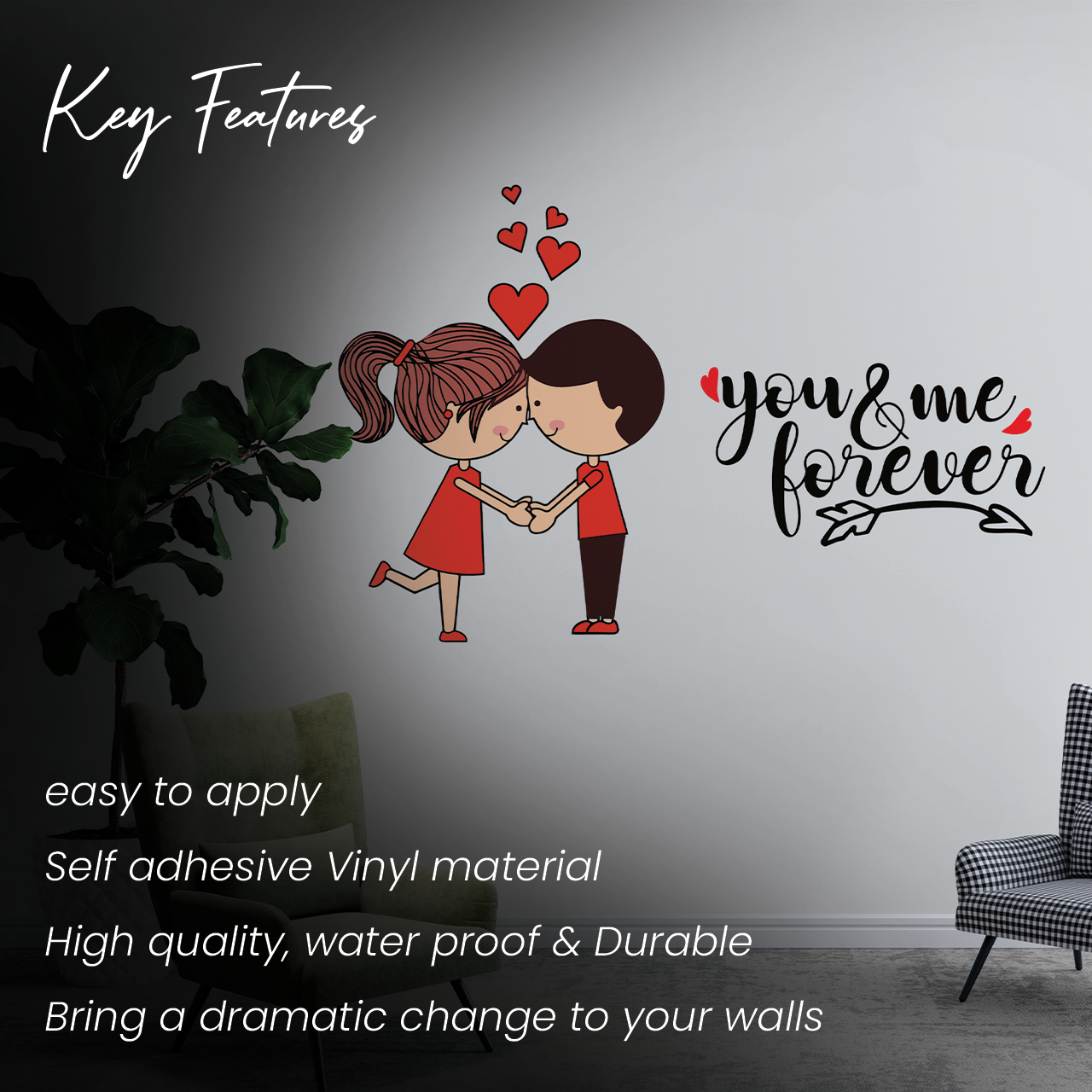 You & Me Forever Romantic Couple Wall Sticker