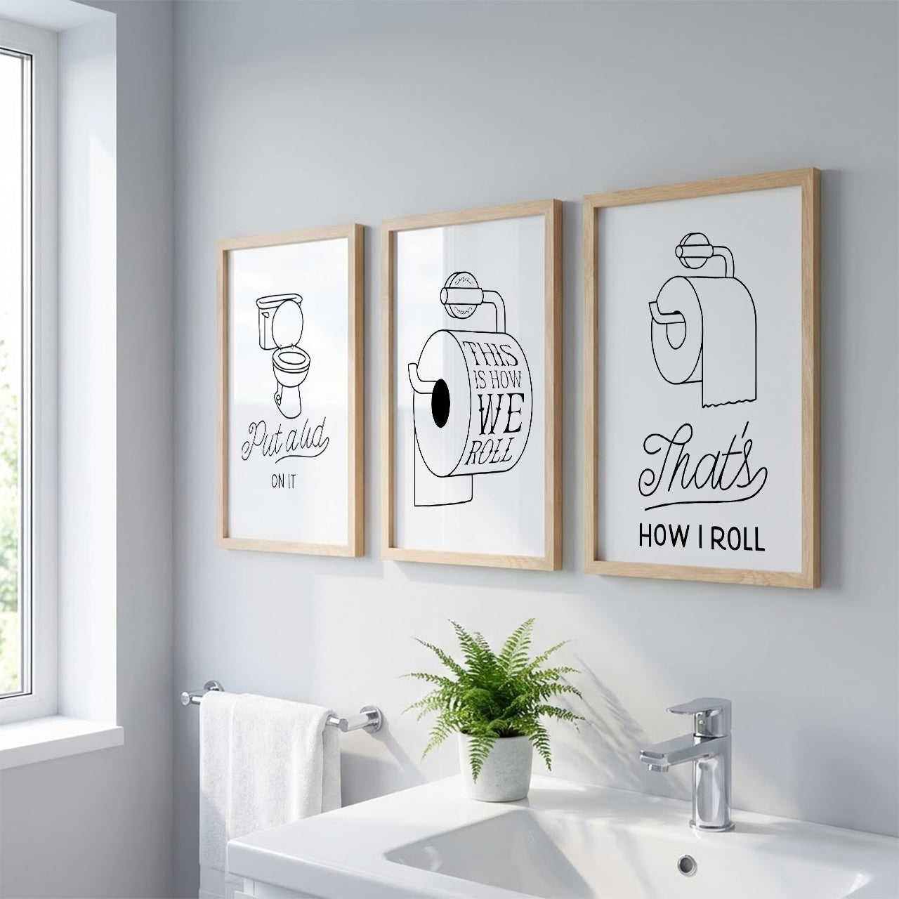 Funny Toilet Humor Wall Frames Set of 3