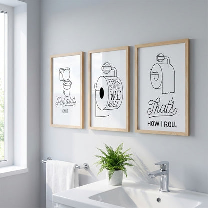 Funny Toilet Humor Wall Frames Set of 3