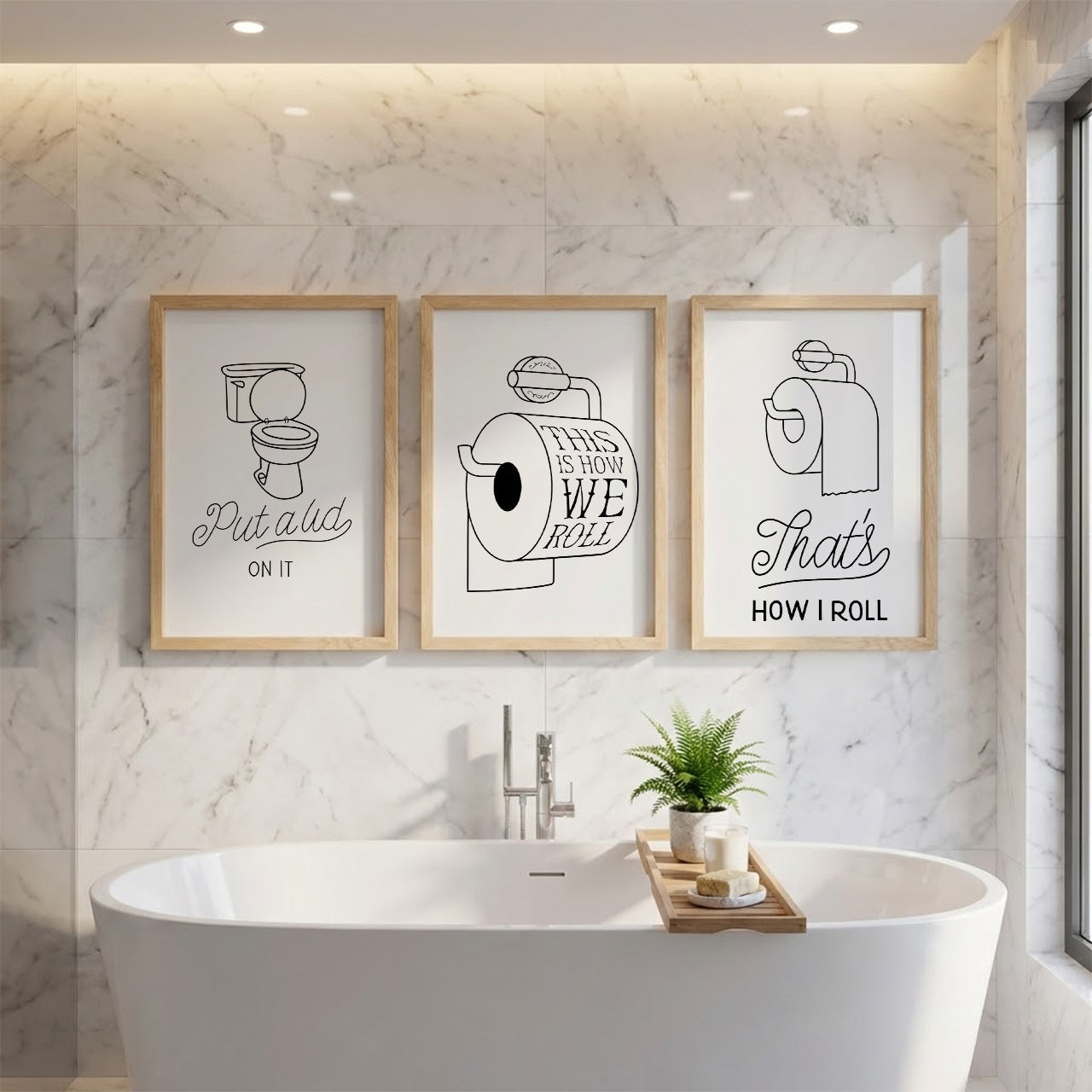 Funny Toilet Humor Wall Frames Set of 3