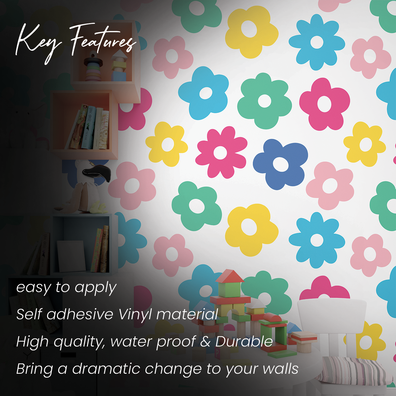 Colorful Flower Kids Wall Sticker
