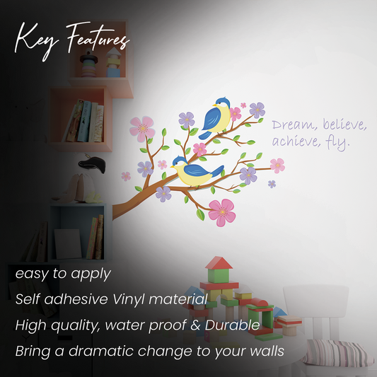 Bird & Flowers Wall Decal