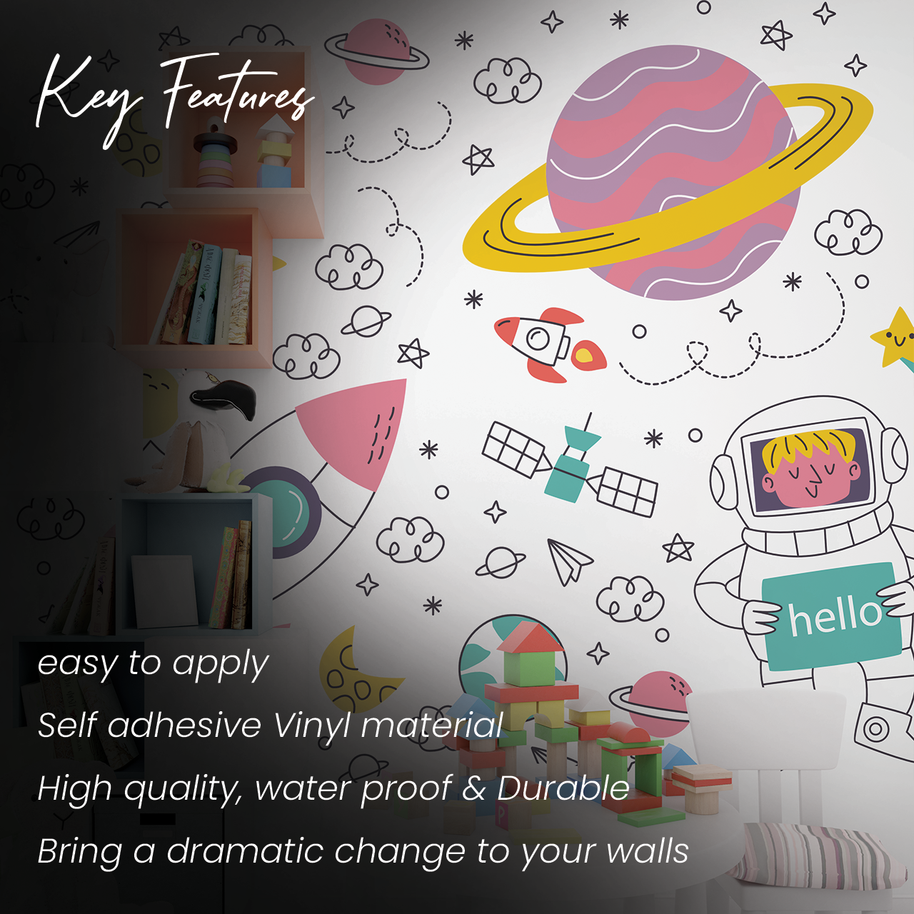 Whimsical Cosmic Adventure Wall Stickers