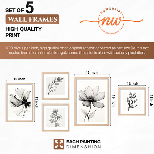 Elegant Floral Wall Set of 5