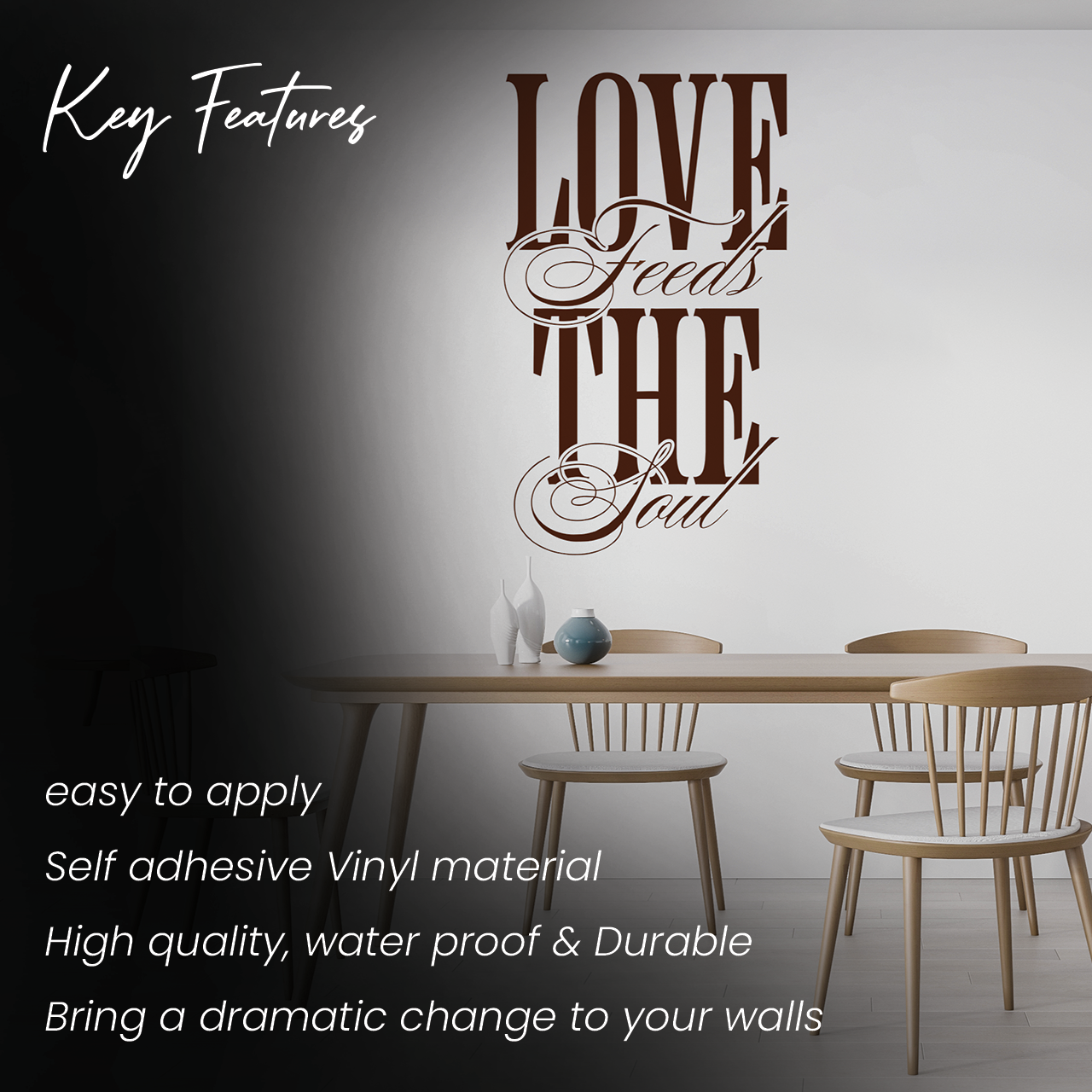 LOVE Feeds THE Soul Elegant Quote Wall Sticker