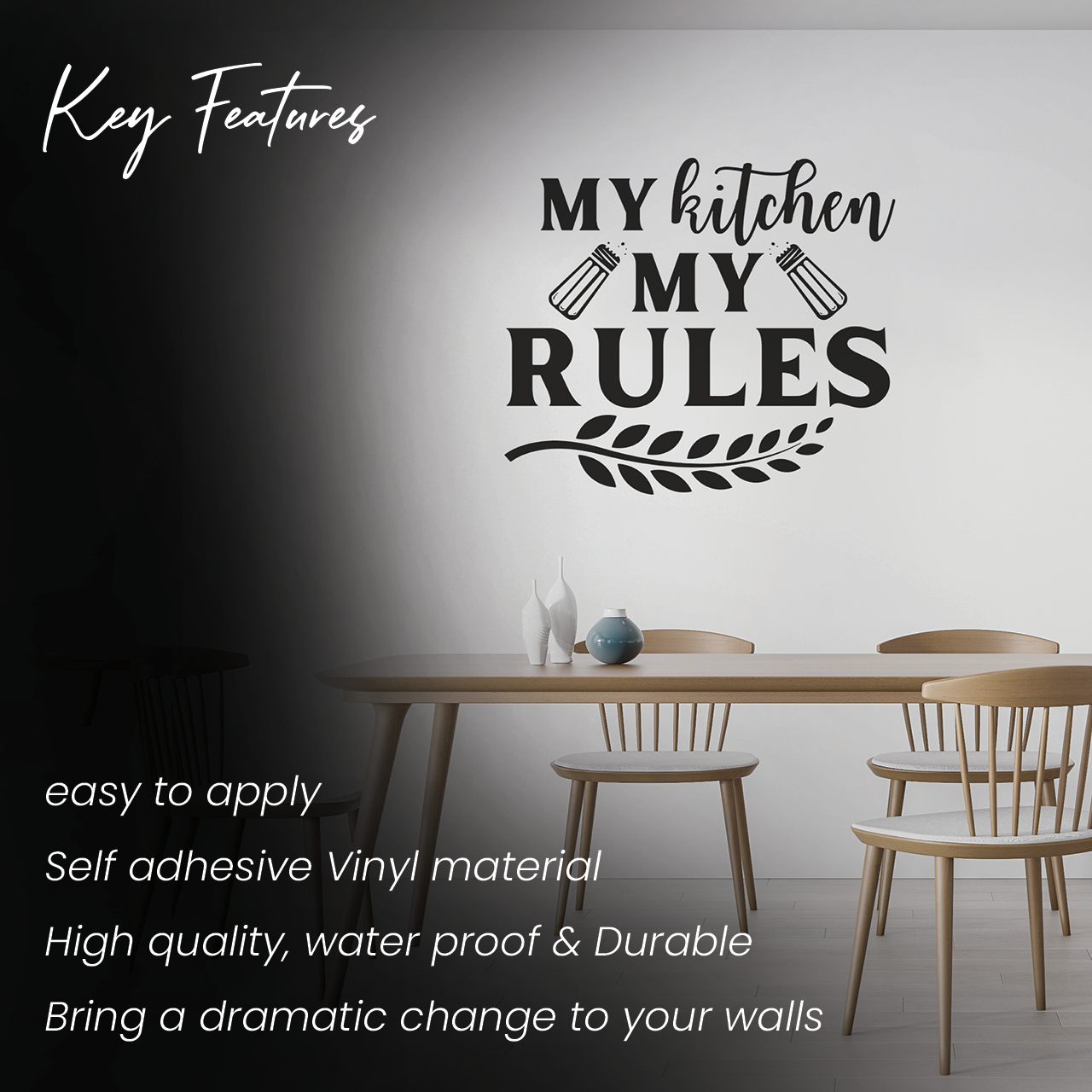 My Kitchen My Rules Funny Quote Wall Sticker