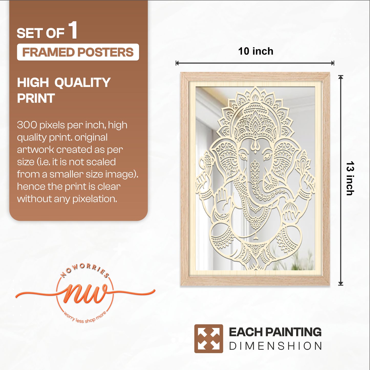 Lord Ganesha Pinewood Laser Art Frame