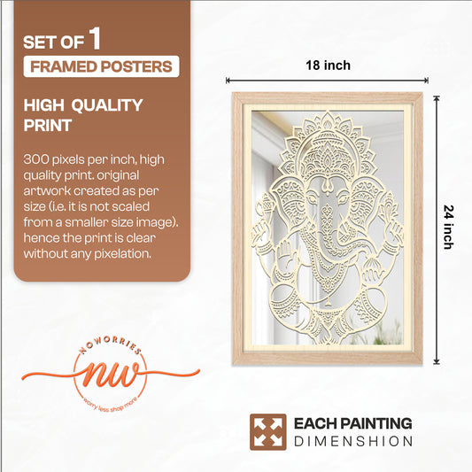 Lord Ganesha Pinewood Laser Art Frame