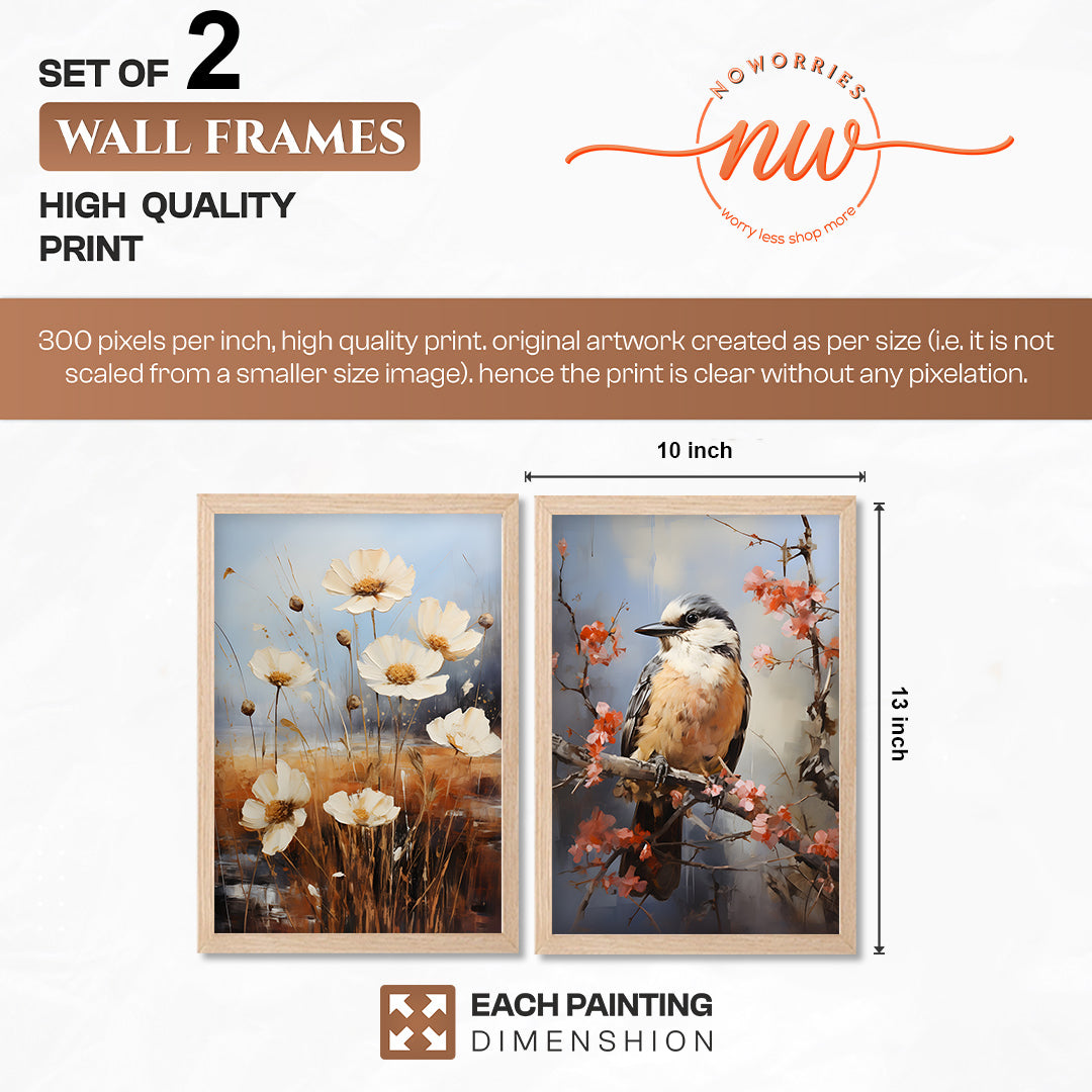 Bird & Floral Wall Art Set of 2