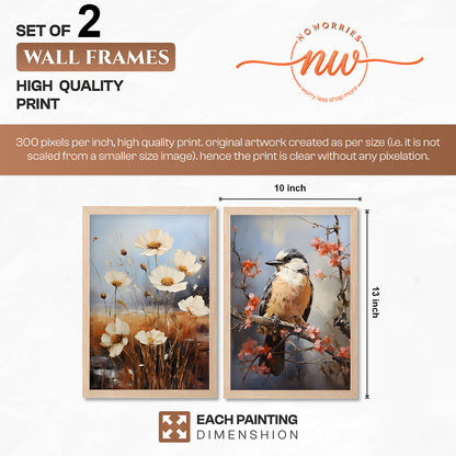Bird & Floral Wall Art Set of 2