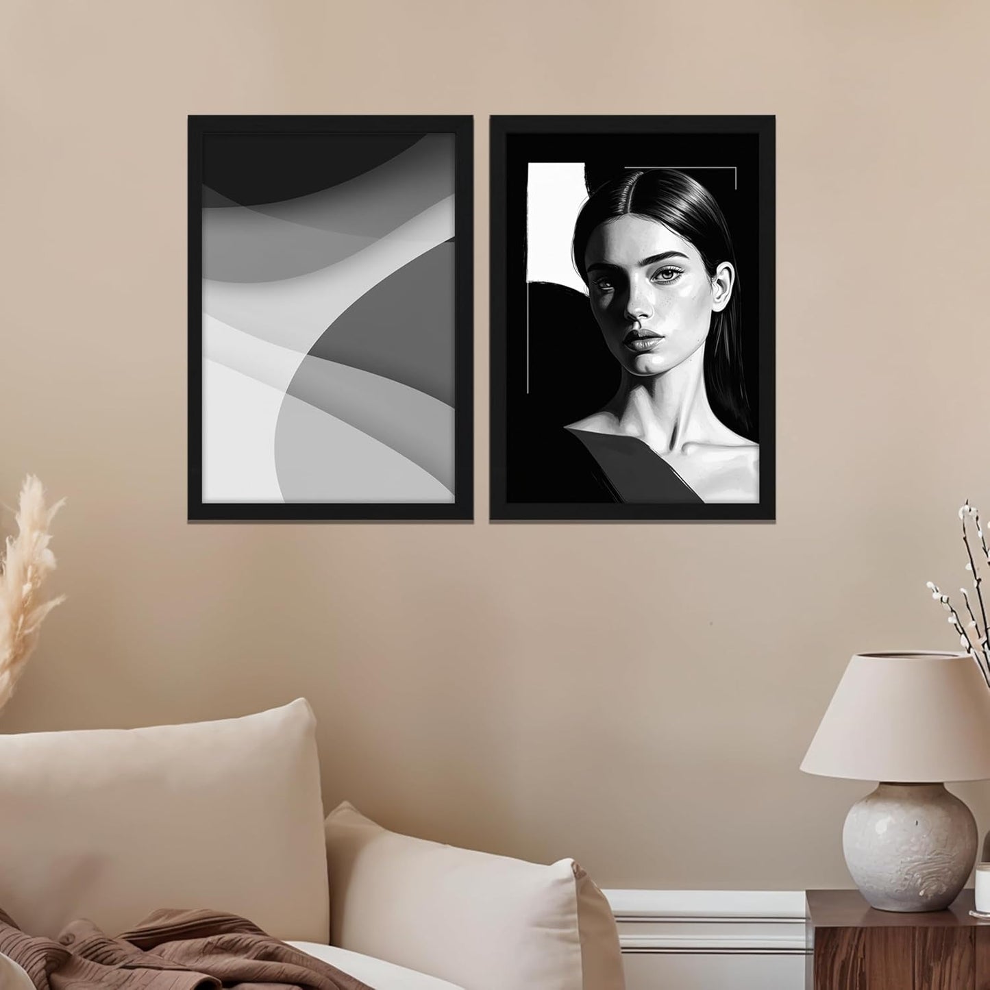Monochrome Muse – Modern B&W Art Frame Set
