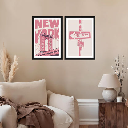 Pink Cityscape – New York Wall Art Set