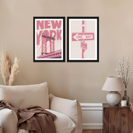 Pink Cityscape – New York Wall Art Set