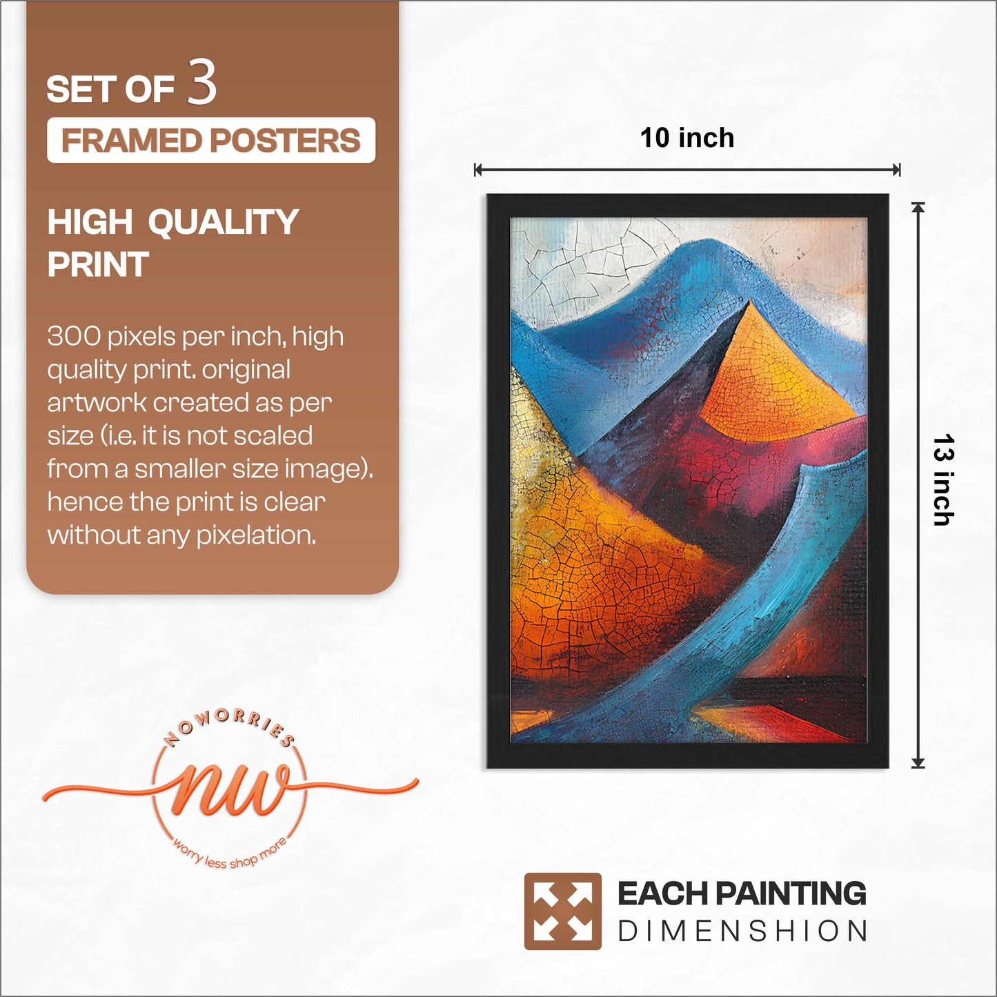 Abstract Peaks Wall Art Set of 3