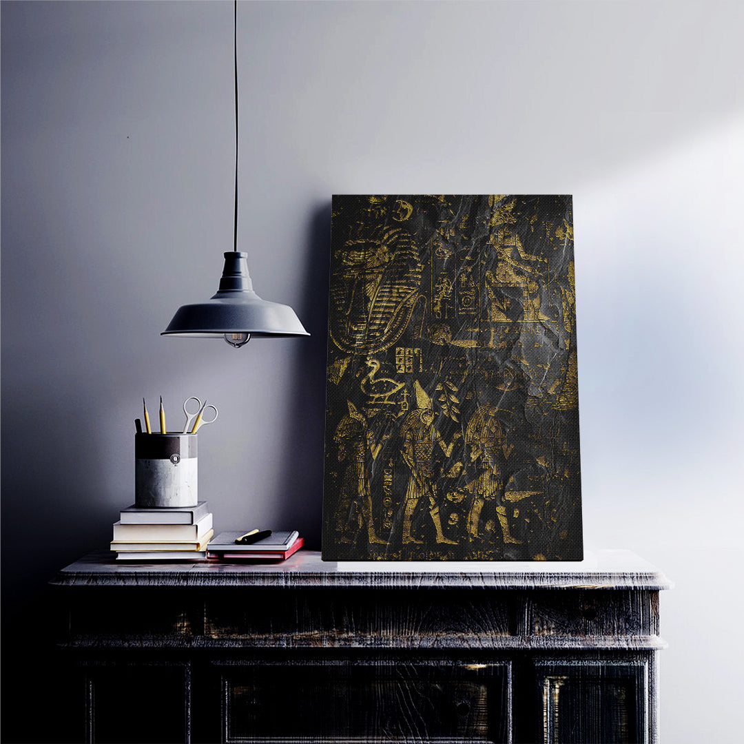 Golden Egyptian Hieroglyphs Canvas