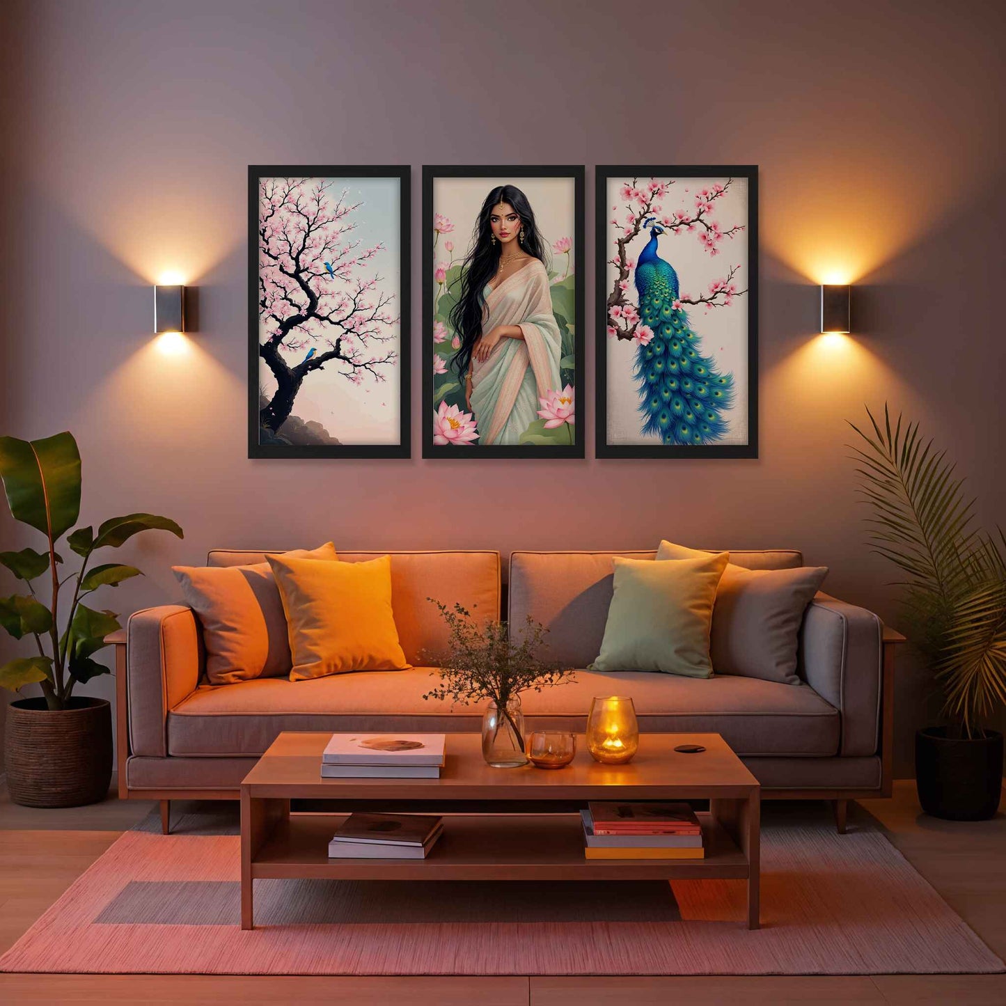 Peacock Grace Wall Art Set of 3